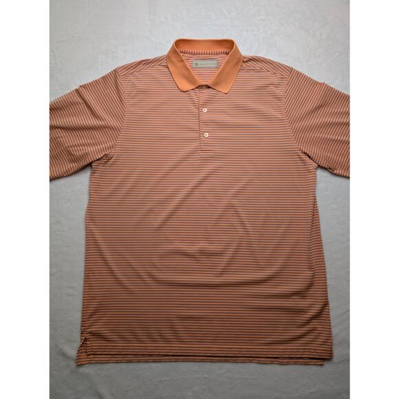 Donald Ross Mens Golf Polo Shirt - Large Orange Stripe Performance ODCC 1892 - Picture 4 of 8